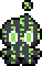A sprite of a neutral chao with a matrix-esque texture.