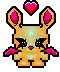 A sprite of an orangish yellow chao with animal ears.