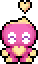 A sprite of a pink and yellow neutral chao.