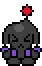 A sprite of a black dark chao with a frustrated expression.