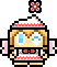 A sprite of a chao with blonde hair and a light pink dress and hat.