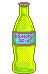 A green drink in a bottle labelled battery acid.