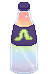 A rainbow drink in a bottle with a cdaterpillar label.