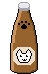 A brown cat drink in a bottle.