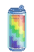 Rainbow soda in a clear can.