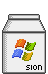 A white carton with the windows logo and 'sion' on it.