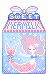 A blue carton of 'sweet mermilk' with a bow and a mermaid on it.