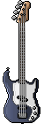 A black electric guitar.