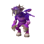 Purple spore creature striking a spose