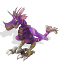 An evil purple looking dinosaur with wings.