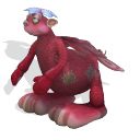 A weird red chibi creature with cartoonish features.