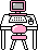 A pink desk computer setup.