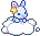 A bunny on a cloud.