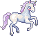A white unicorn with a pink mane.