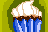 A cupcake with white icing.