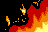 Fire on a black background.